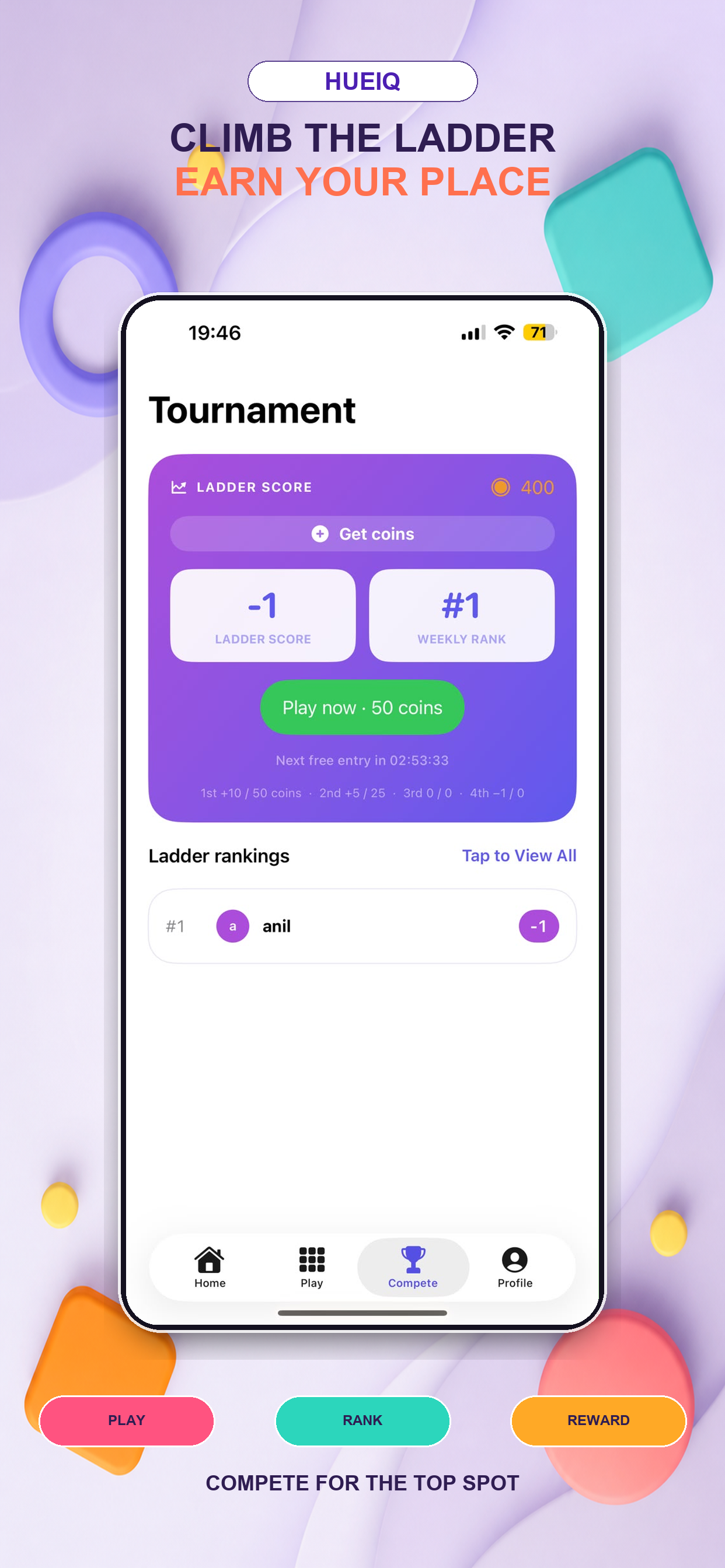 HueIQ Tournament game screen